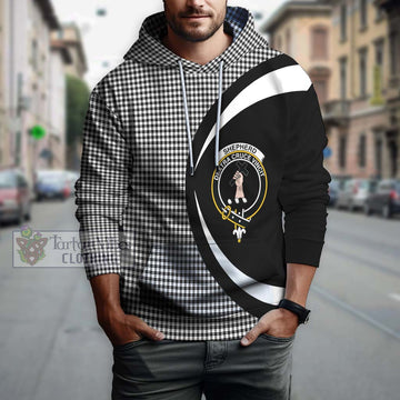 Shepherd Tartan Hoodie with Family Crest Circle Style