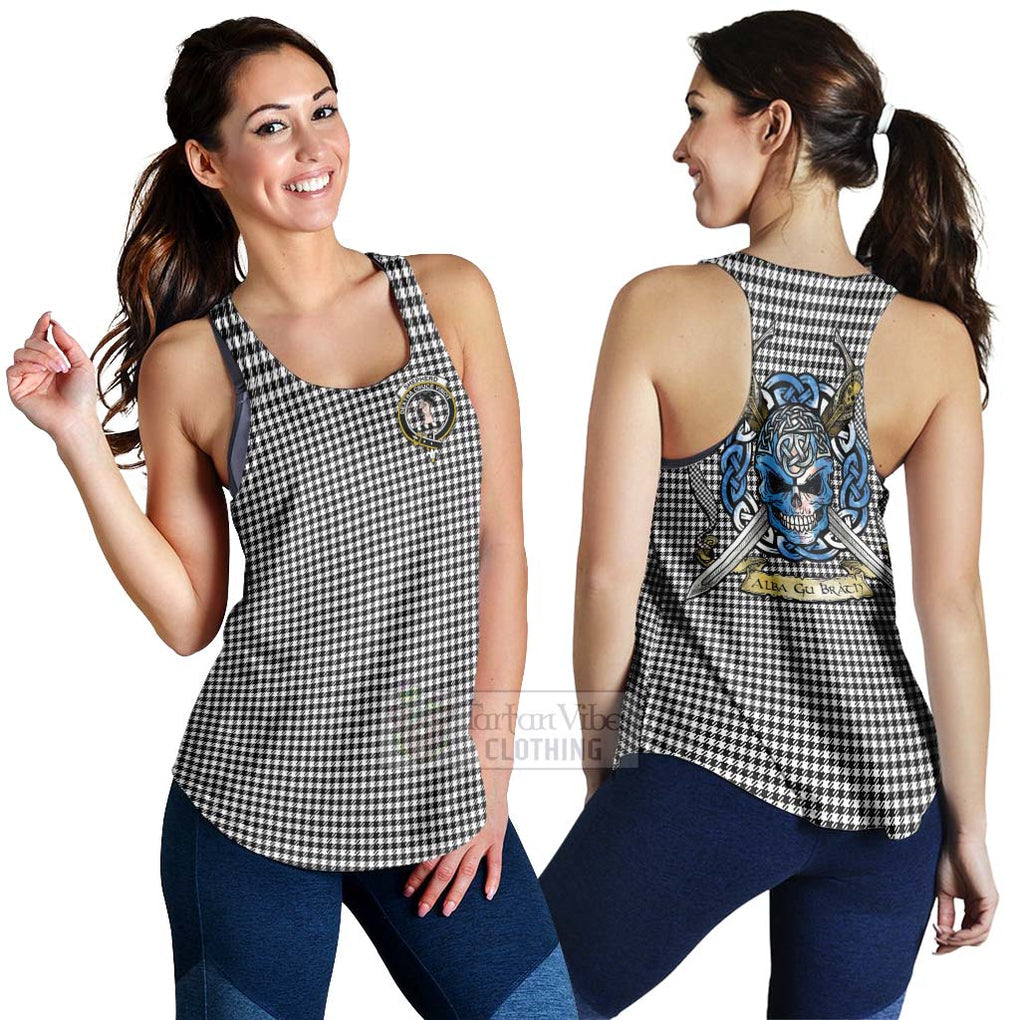 Tartan Vibes Clothing Shepherd Tartan Women's Racerback Tanks with Family Crest Celtic Skull Style