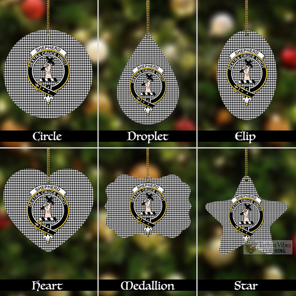 Tartan Vibes Clothing Shepherd Tartan Christmas Aluminium Ornament with Family Crest