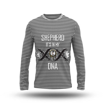 Shepherd Tartan Long Sleeve T-Shirt with Family Crest DNA In Me Style