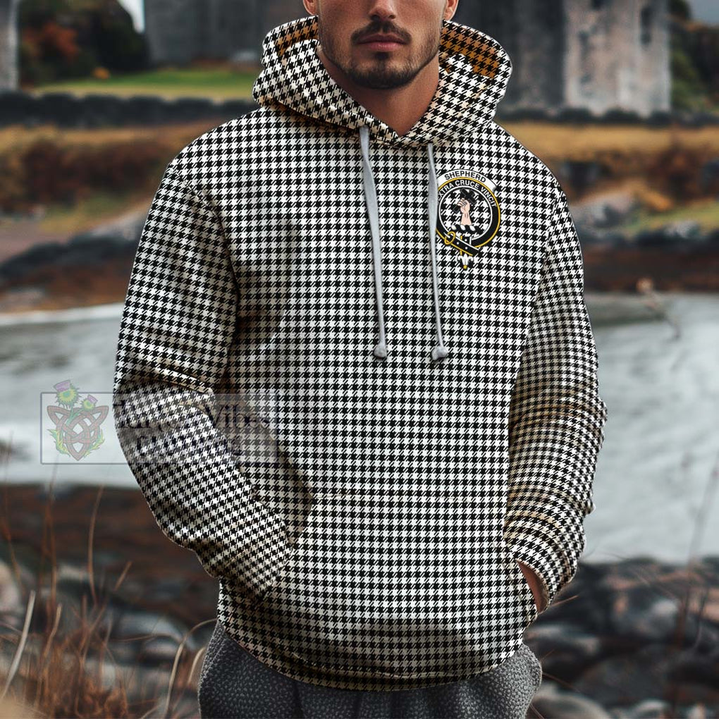 Shepherd Tartan Cotton Hoodie with Family Crest Pullover Hoodie XS - Tartan Vibes Clothing