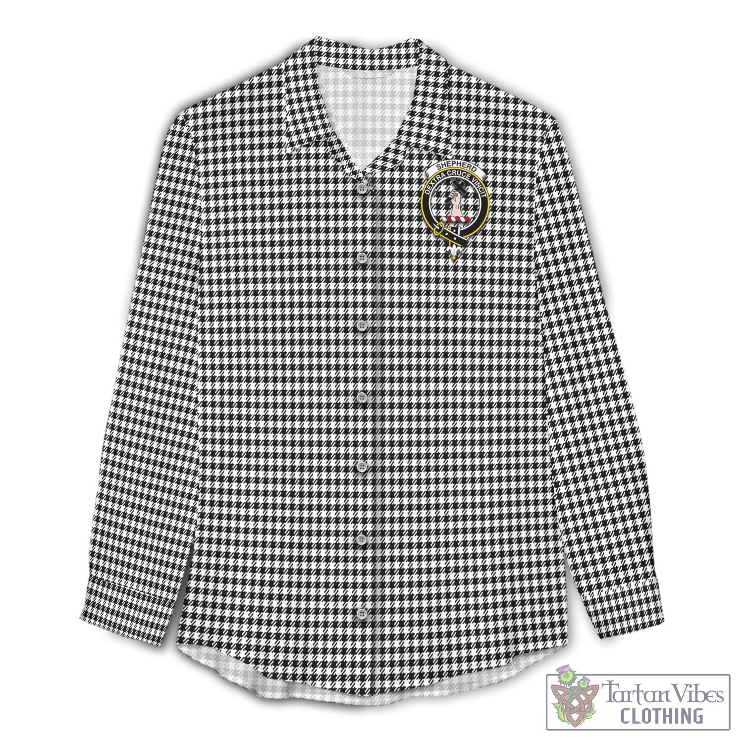 Tartan Vibes Clothing Shepherd Tartan Womens Casual Shirt with Family Crest