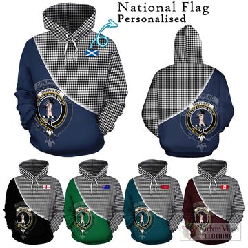 Shepherd Tartan Hoodie with Personalised National Flag and Family Crest Half Style