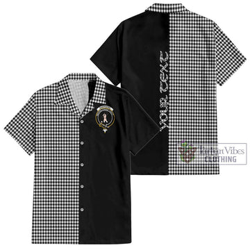 Shepherd Tartan Short Sleeve Button Shirt with Family Crest and Half Of Me Style