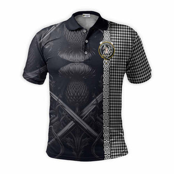 Shepherd Tartan Polo Shirt with Family Crest Cross Sword Thistle Celtic Vibes