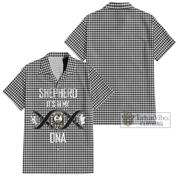 Shepherd Tartan Short Sleeve Button Shirt with Family Crest DNA In Me Style