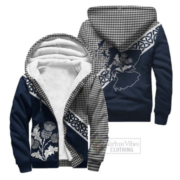 Shepherd Tartan Sherpa Hoodie Featuring Thistle and Scotland Map