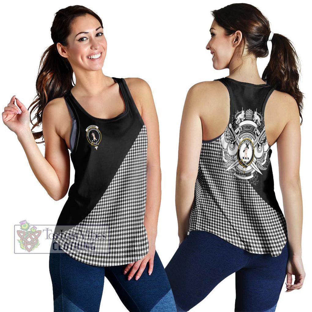 Shepherd Tartan Women's Racerback Tanks with Family Crest and Military Logo Style 4XL - Tartanvibesclothing Shop