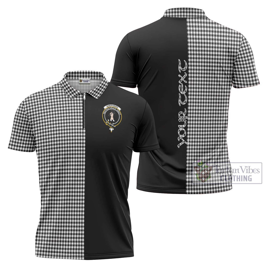 Shepherd Tartan Zipper Polo Shirt with Family Crest and Half Of Me Style Unisex - Tartanvibesclothing Shop