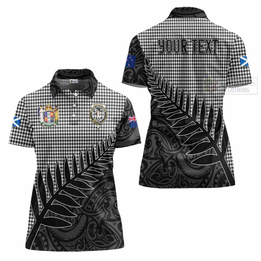 Tartan Vibes Clothing Shepherd Crest Tartan Women's Polo Shirt with New Zealand Silver Fern Half Style