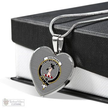 Shepherd Tartan Heart Necklace with Family Crest