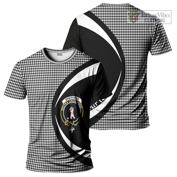 Shepherd Tartan T-Shirt with Family Crest Circle Style
