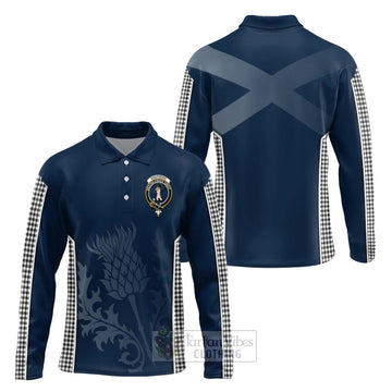 Shepherd Tartan Long Sleeve Polo Shirt with Family Crest and Scottish Thistle Vibes Sport Style