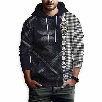 Shepherd Tartan Hoodie with Family Crest Cross Sword Thistle Celtic Vibes