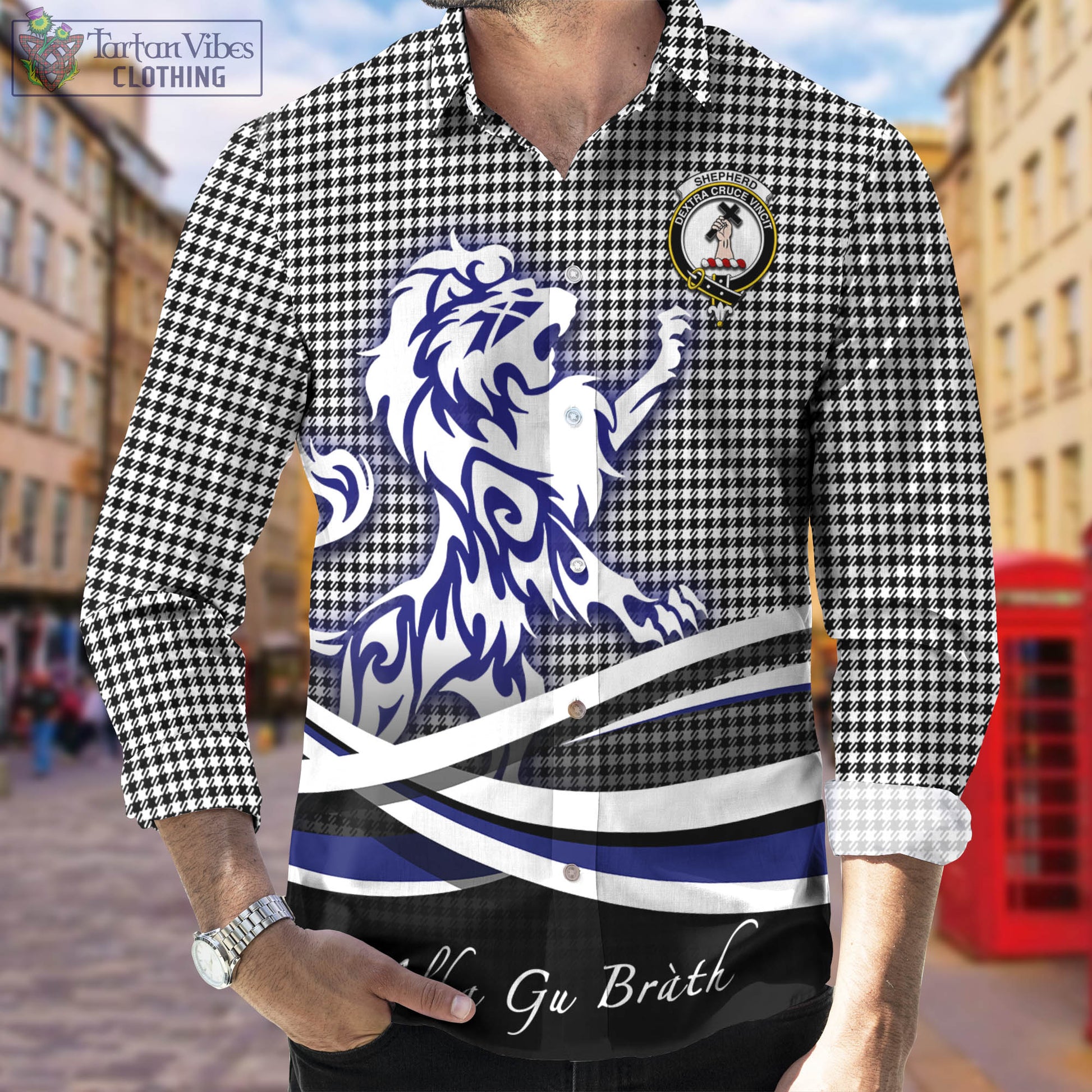 shepherd-tartan-long-sleeve-button-up-shirt-with-alba-gu-brath-regal-lion-emblem