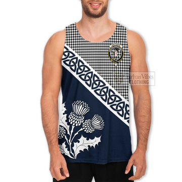 Shepherd Tartan Men's Tank Top Featuring Thistle and Scotland Map