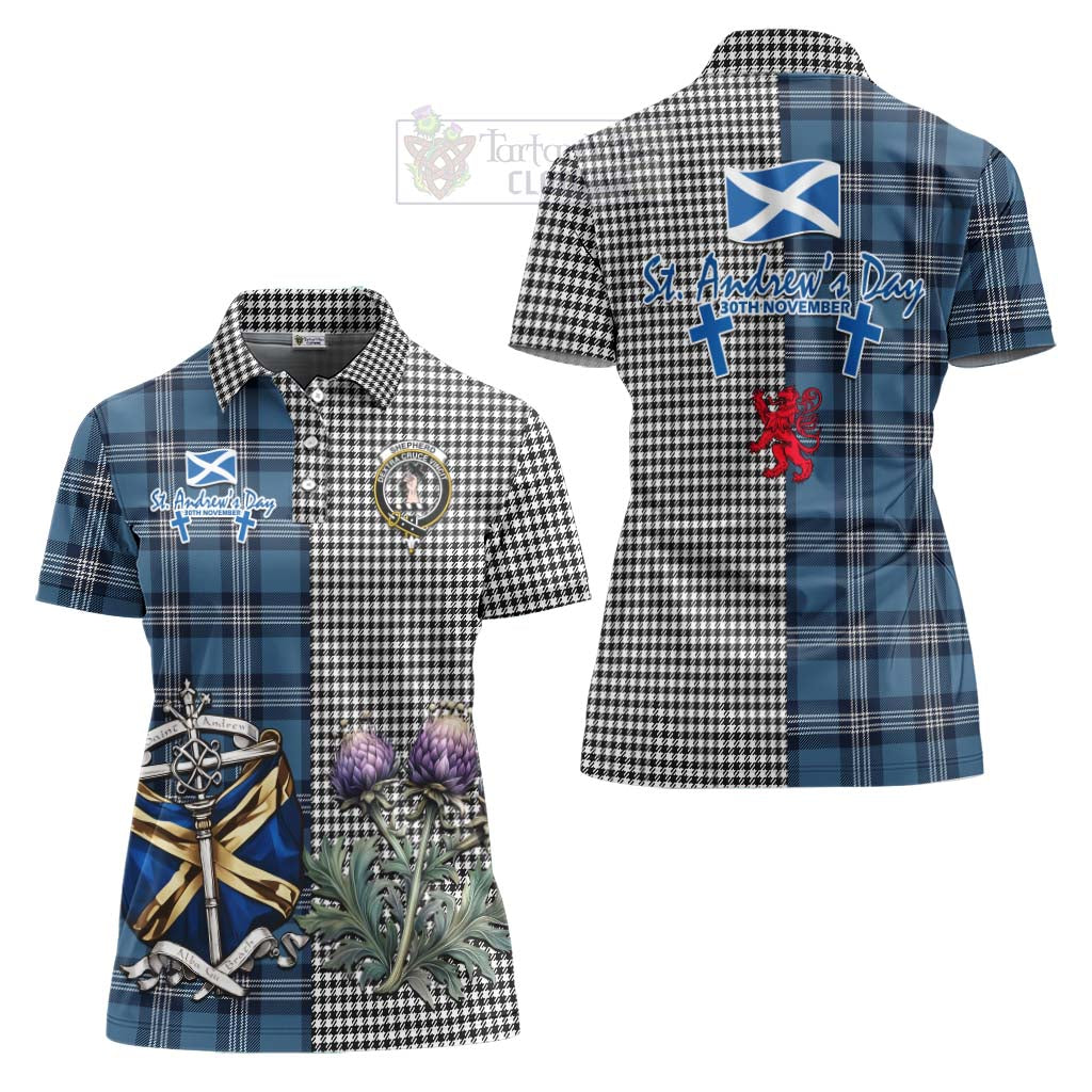 Tartan Vibes Clothing Shepherd Tartan Women's Polo Shirt Happy St. Andrew's Day Half Tartan Style