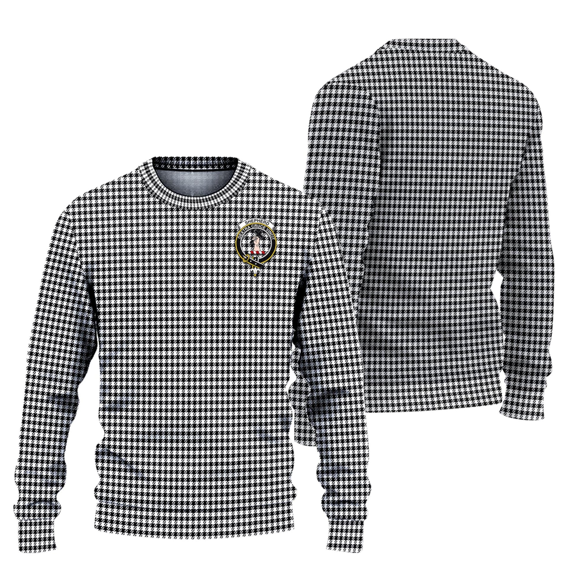 Shepherd Tartan Knitted Sweater with Family Crest Unisex - Tartanvibesclothing