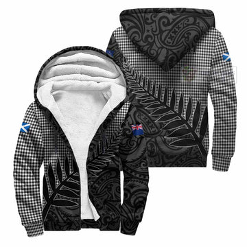 Shepherd Crest Tartan Sherpa Hoodie with New Zealand Silver Fern Half Style