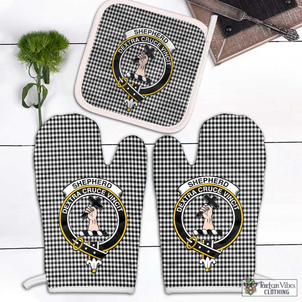 Shepherd Tartan Combo Oven Mitt & Pot-Holder with Family Crest White - Tartan Vibes Clothing