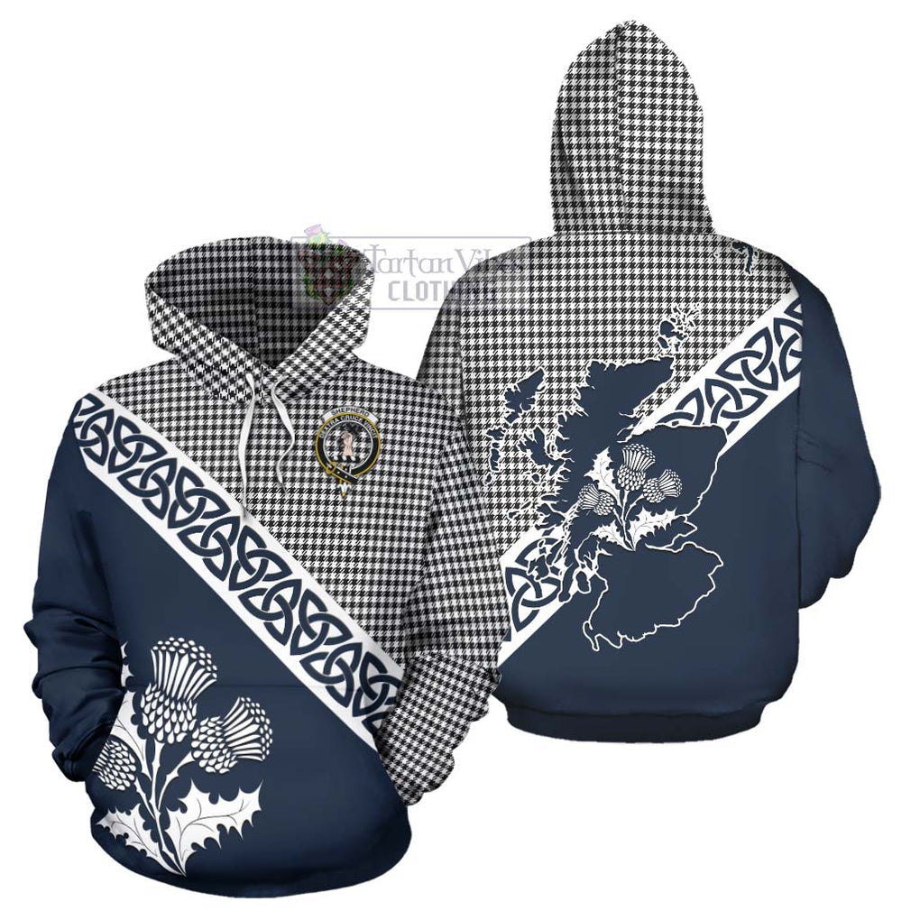 Tartan Vibes Clothing Shepherd Tartan Hoodie Featuring Thistle and Scotland Map