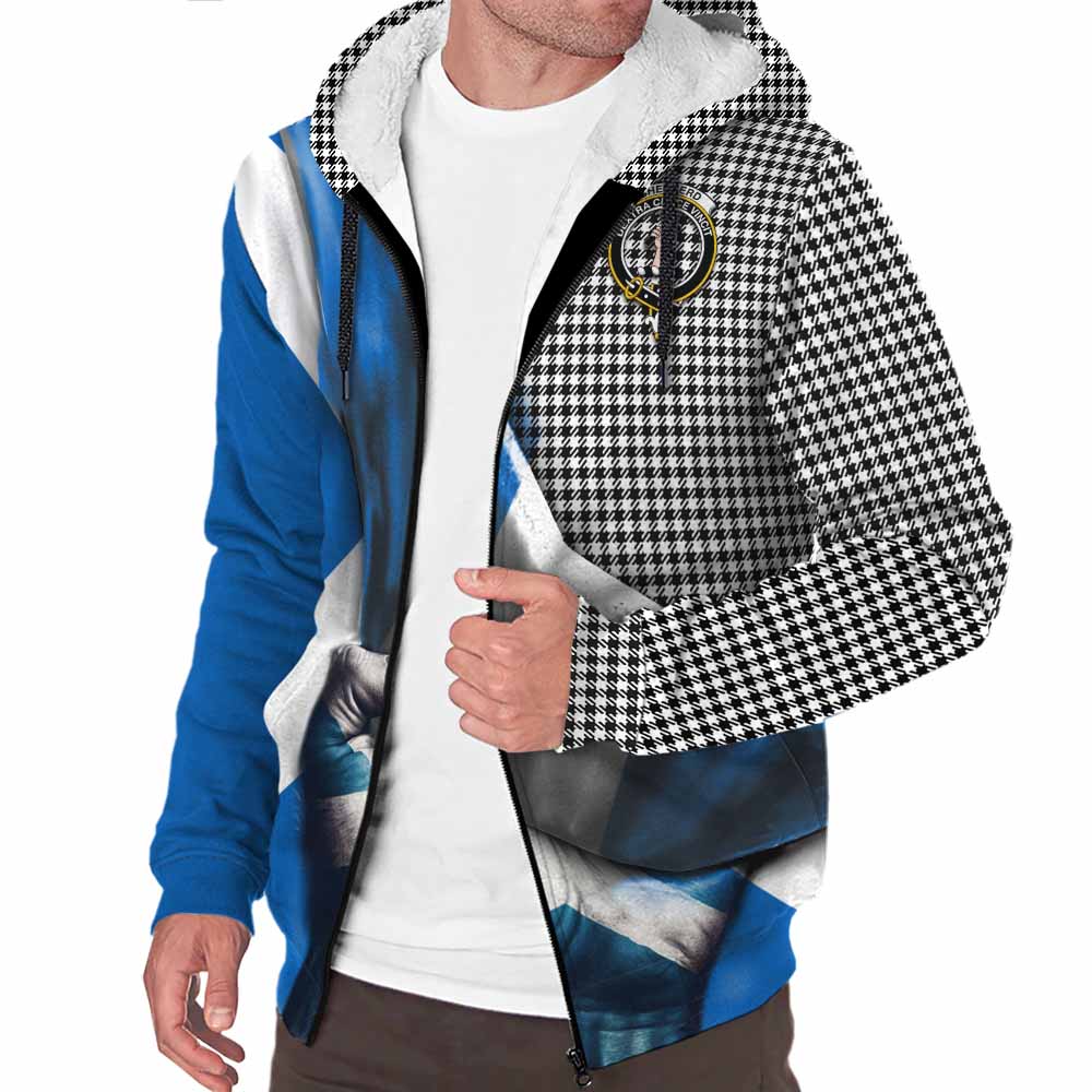 Tartan Vibes Clothing Shepherd Tartan Sherpa Hoodie with Family Crest Scotland Patriotic Style