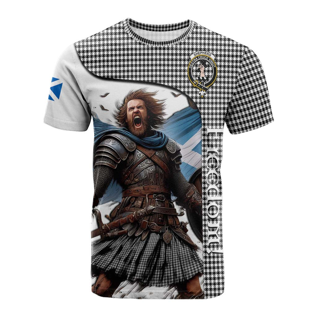 Tartan Vibes Clothing Shepherd Crest Tartan Cotton T-shirt Inspired by the Freedom of Scottish Warrior