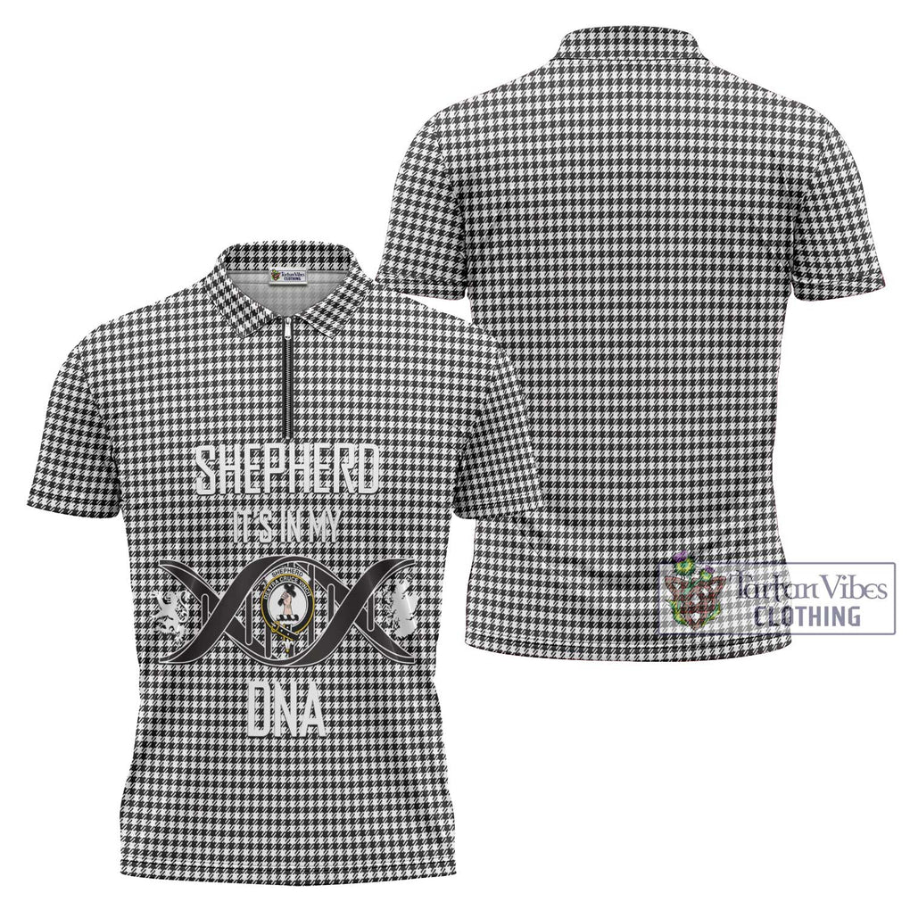 Shepherd Tartan Zipper Polo Shirt with Family Crest DNA In Me Style Unisex - Tartanvibesclothing Shop