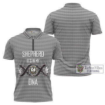 Shepherd Tartan Zipper Polo Shirt with Family Crest DNA In Me Style