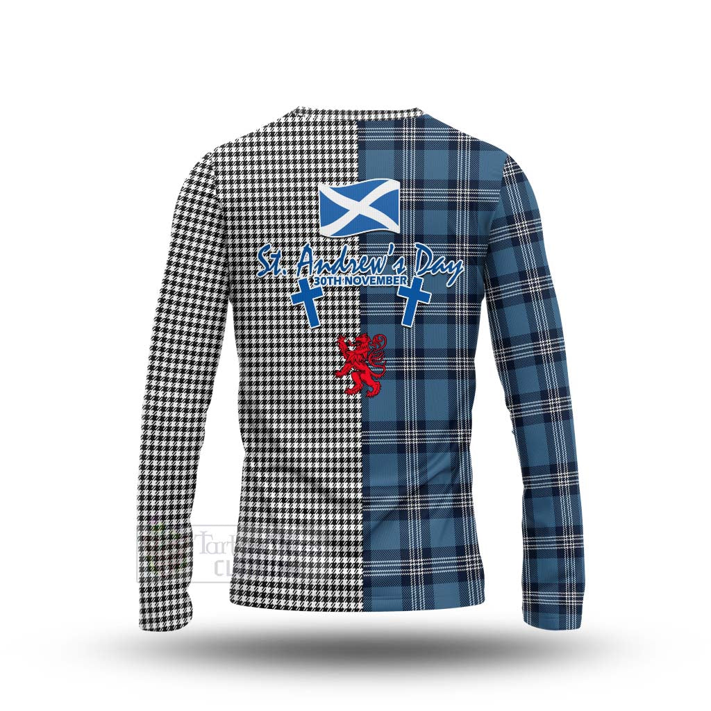 Tartan Vibes Clothing Shepherd Tartan Long Sleeve T-Shirt Happy St. Andrew's Day Half Tartan Style