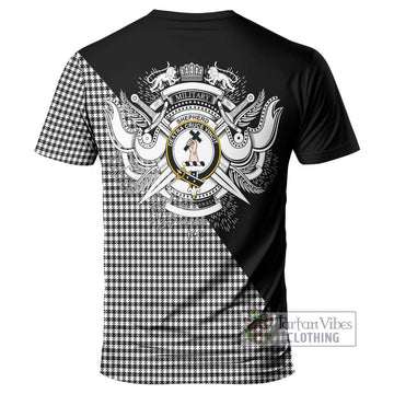 Shepherd Tartan T-Shirt with Family Crest and Military Logo Style