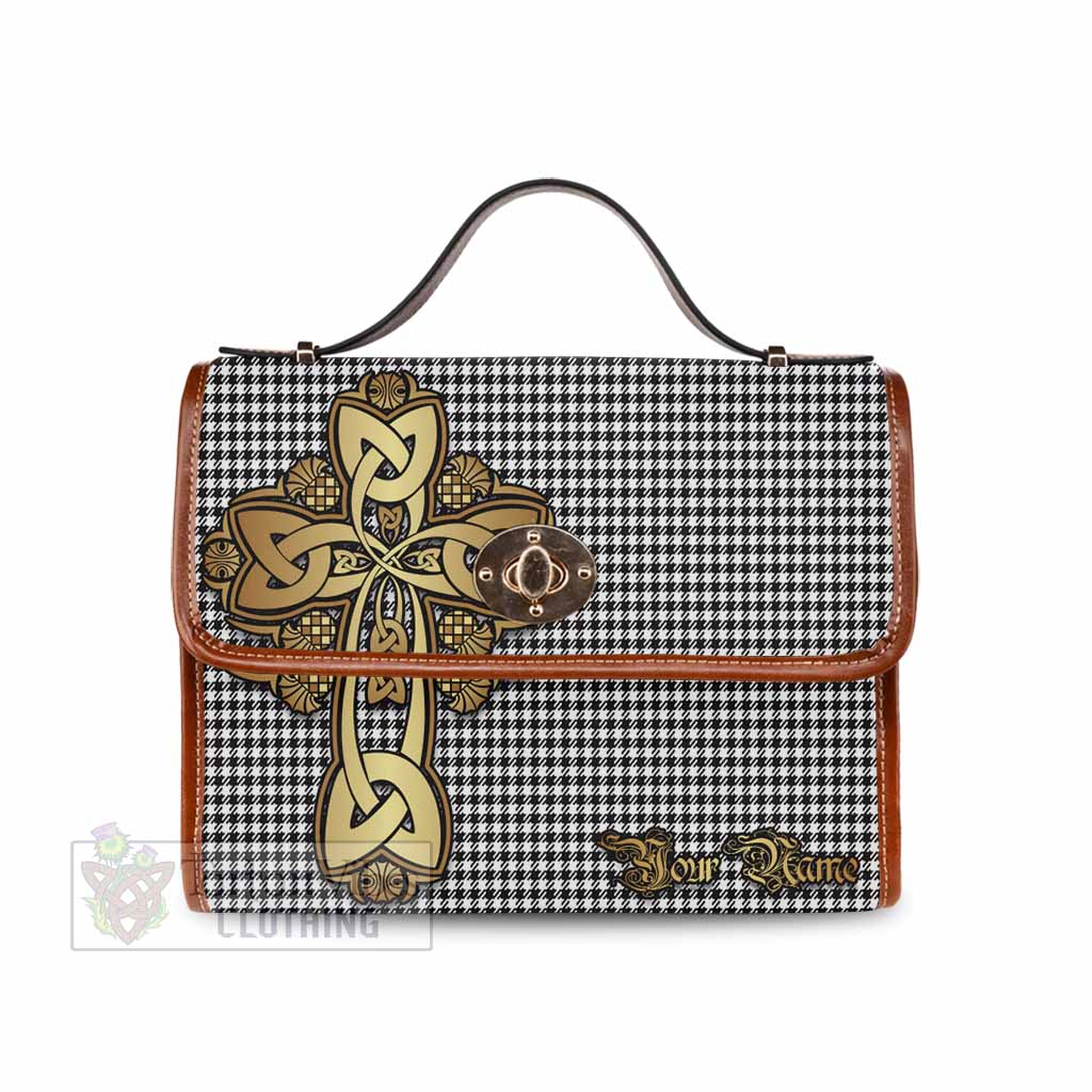 Tartan Vibes Clothing Shepherd Tartan Waterproof Canvas Bag Golden Thistle Celtic Cross Style