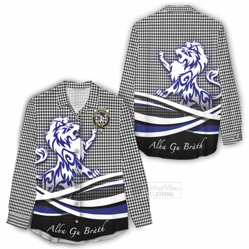 Tartan Vibes Clothing Shepherd Tartan Women's Casual Shirt with Alba Gu Brath Regal Lion Emblem