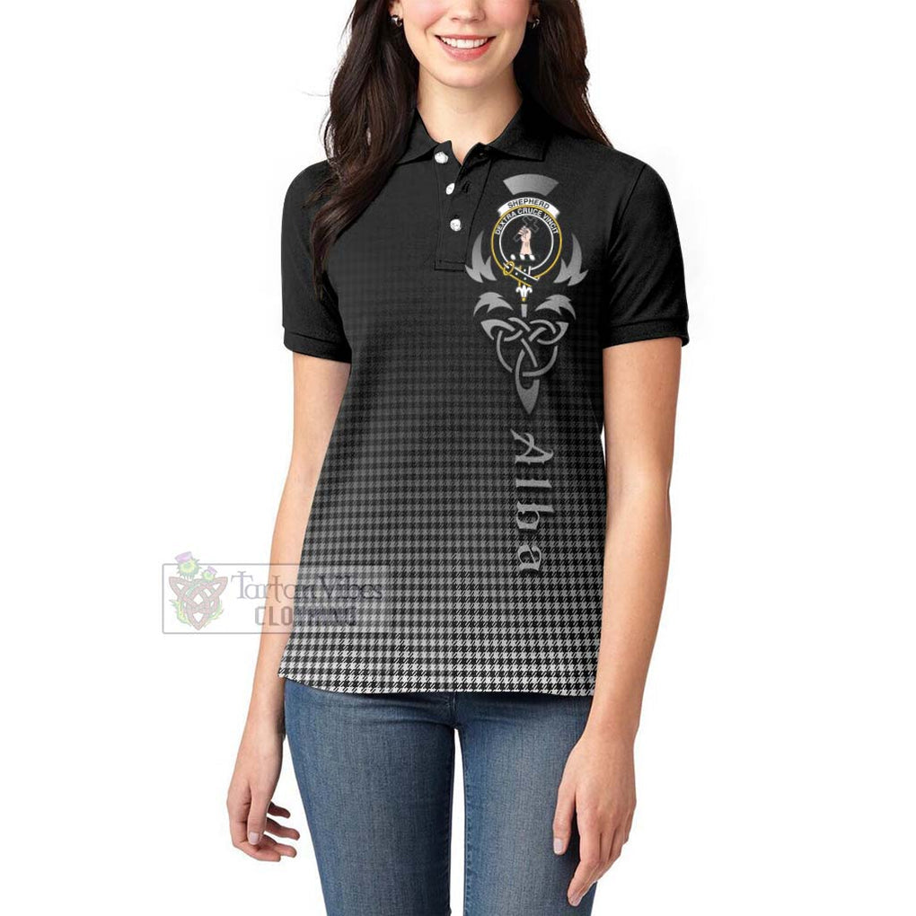 Tartan Vibes Clothing Shepherd Tartan Women's Polo Shirt Featuring Alba Gu Brath Family Crest Celtic Inspired