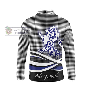 Shepherd Tartan Long Sleeve Polo Shirt with Alba Gu Brath Regal Lion Emblem