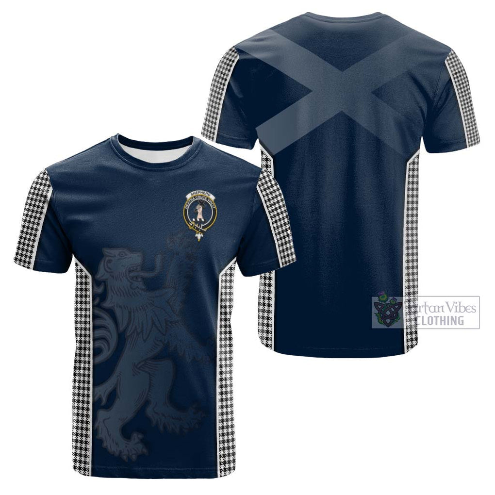 Tartan Vibes Clothing Shepherd Tartan Cotton T-shirt with Family Crest and Lion Rampant Vibes Sport Style