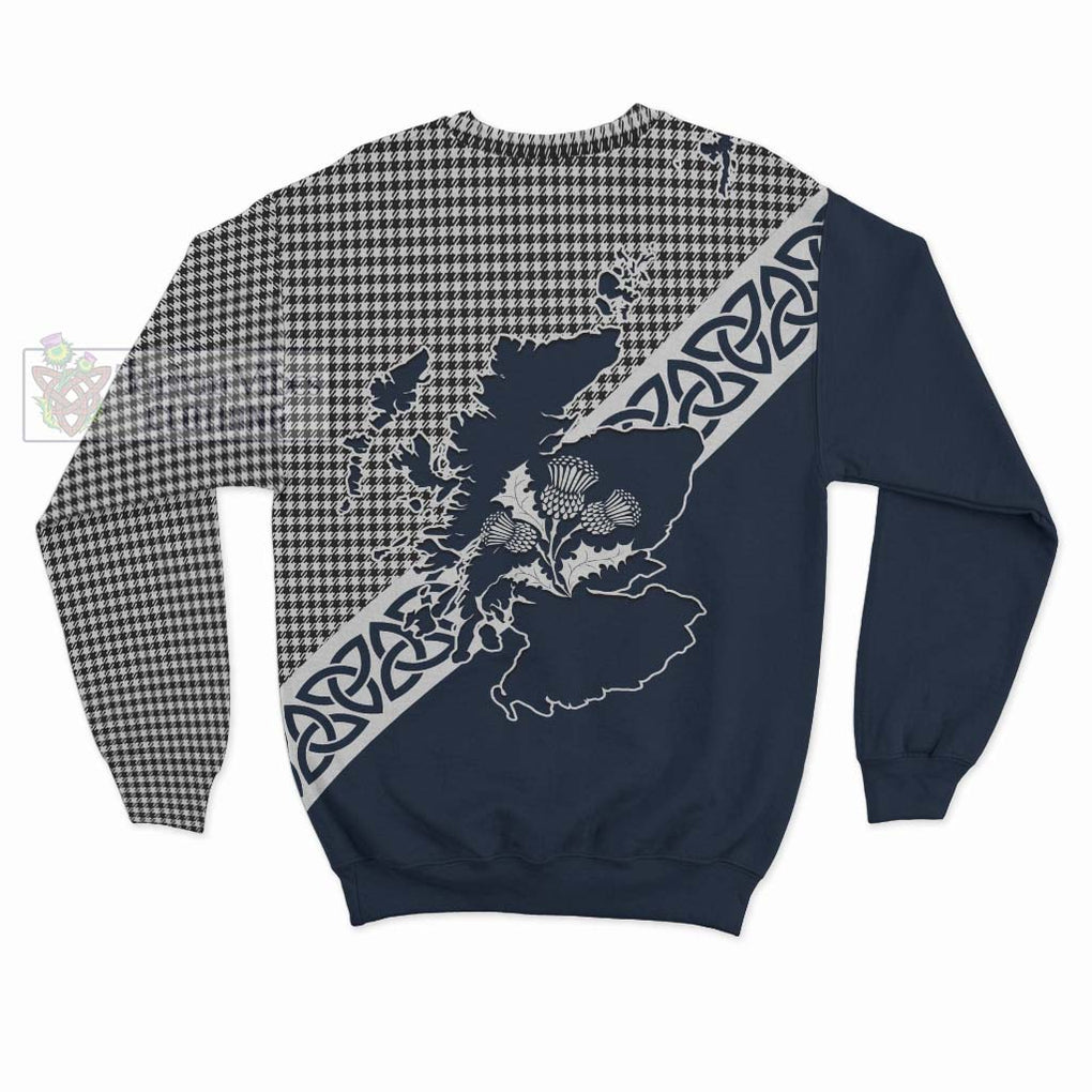 Shepherd Tartan Sweatshirt Featuring Thistle and Scotland Map - Tartan Vibes Clothing