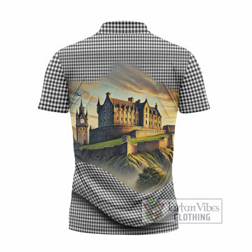 Shepherd Tartan Family Crest Zipper Polo Shirt with Scottish Ancient Castle Style - Tartan Vibes Clothing