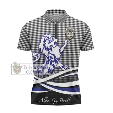 Shepherd Tartan Zipper Polo Shirt with Alba Gu Brath Regal Lion Emblem