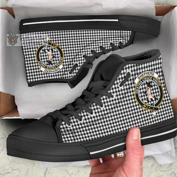 Shepherd Tartan High Top Shoes with Family Crest