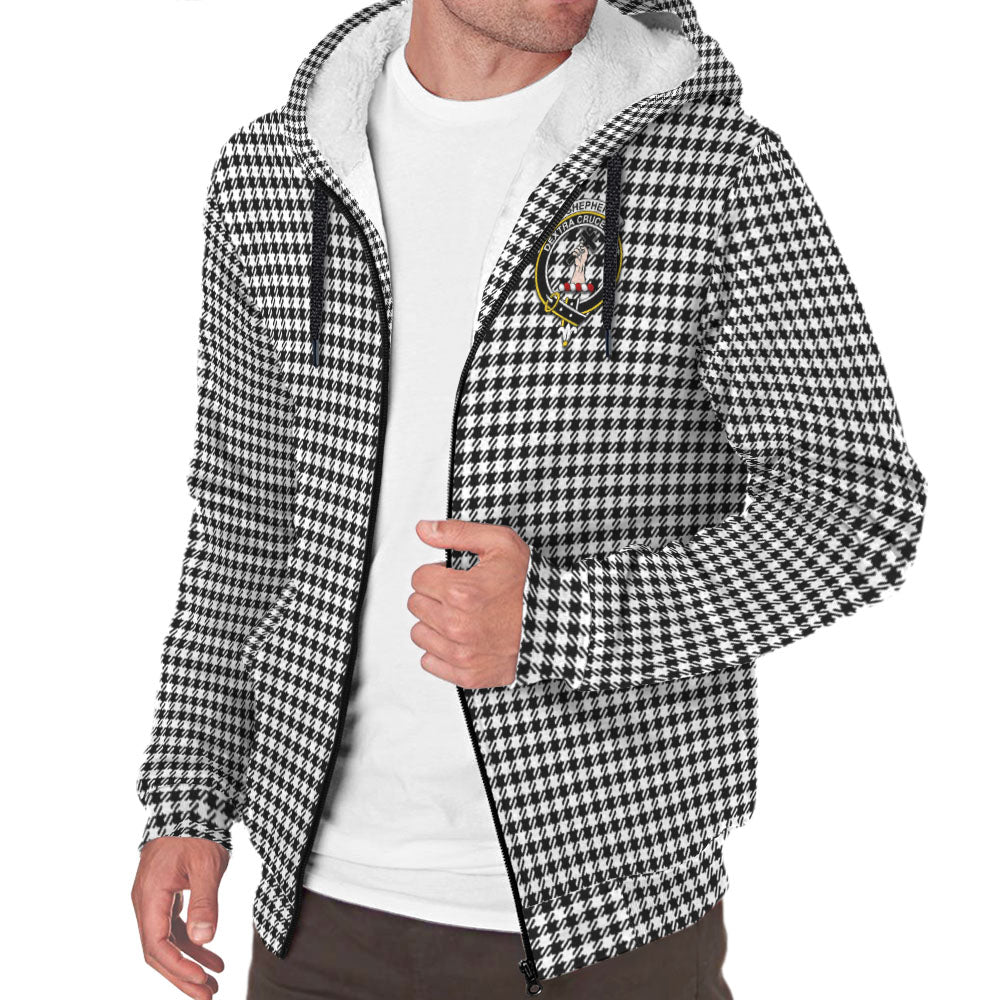 Shepherd Tartan Sherpa Hoodie with Family Crest - Tartan Vibes Clothing