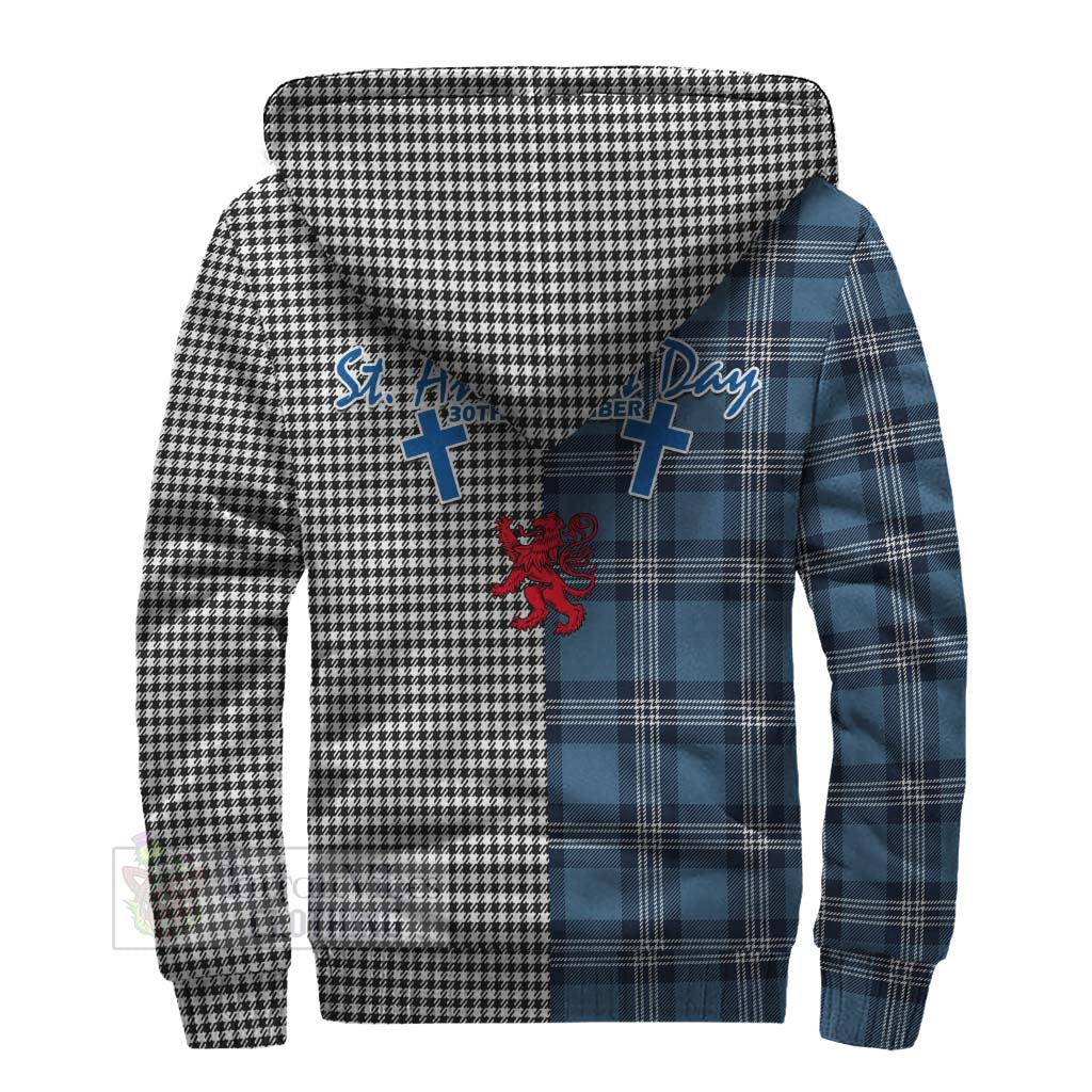 Tartan Vibes Clothing Shepherd Tartan Sherpa Hoodie Happy St. Andrew's Day Half Tartan Style