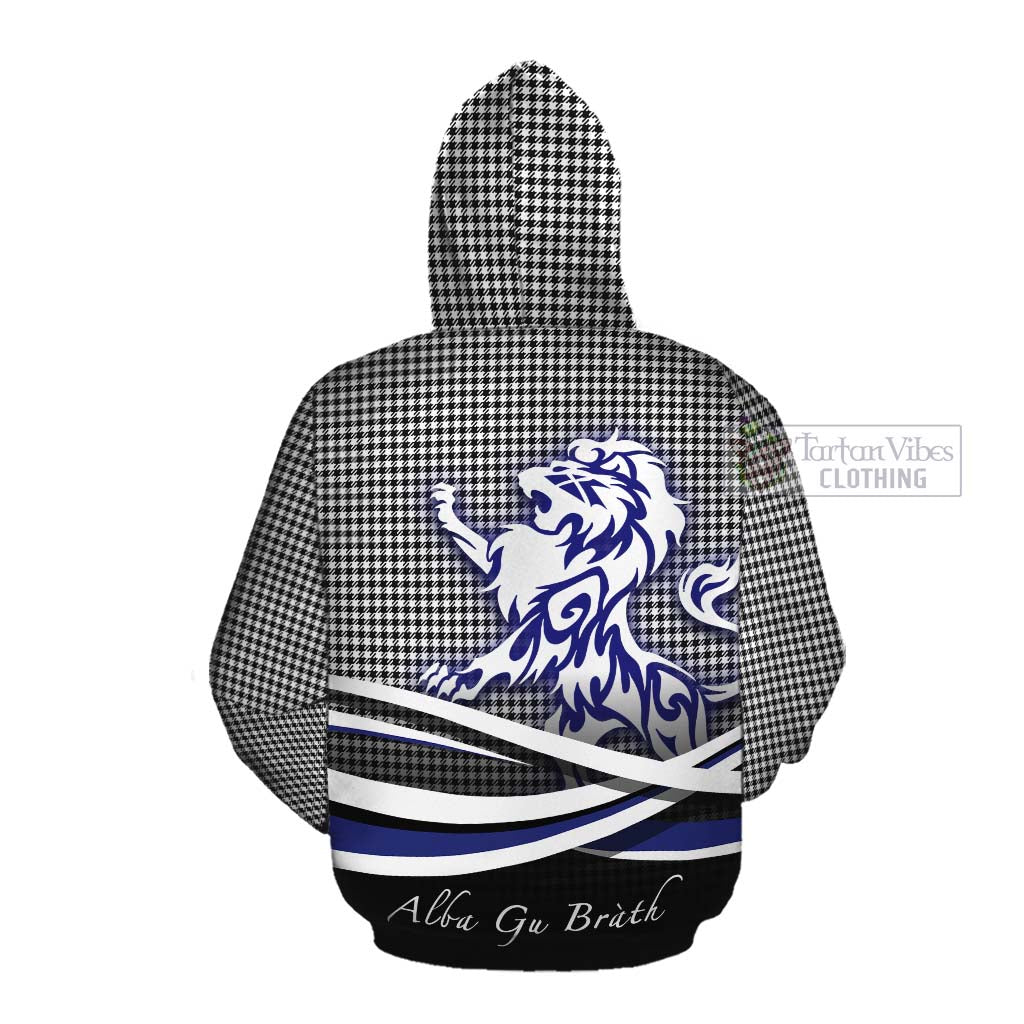 Tartan Vibes Clothing Shepherd Tartan Cotton Hoodie with Alba Gu Brath Regal Lion Emblem