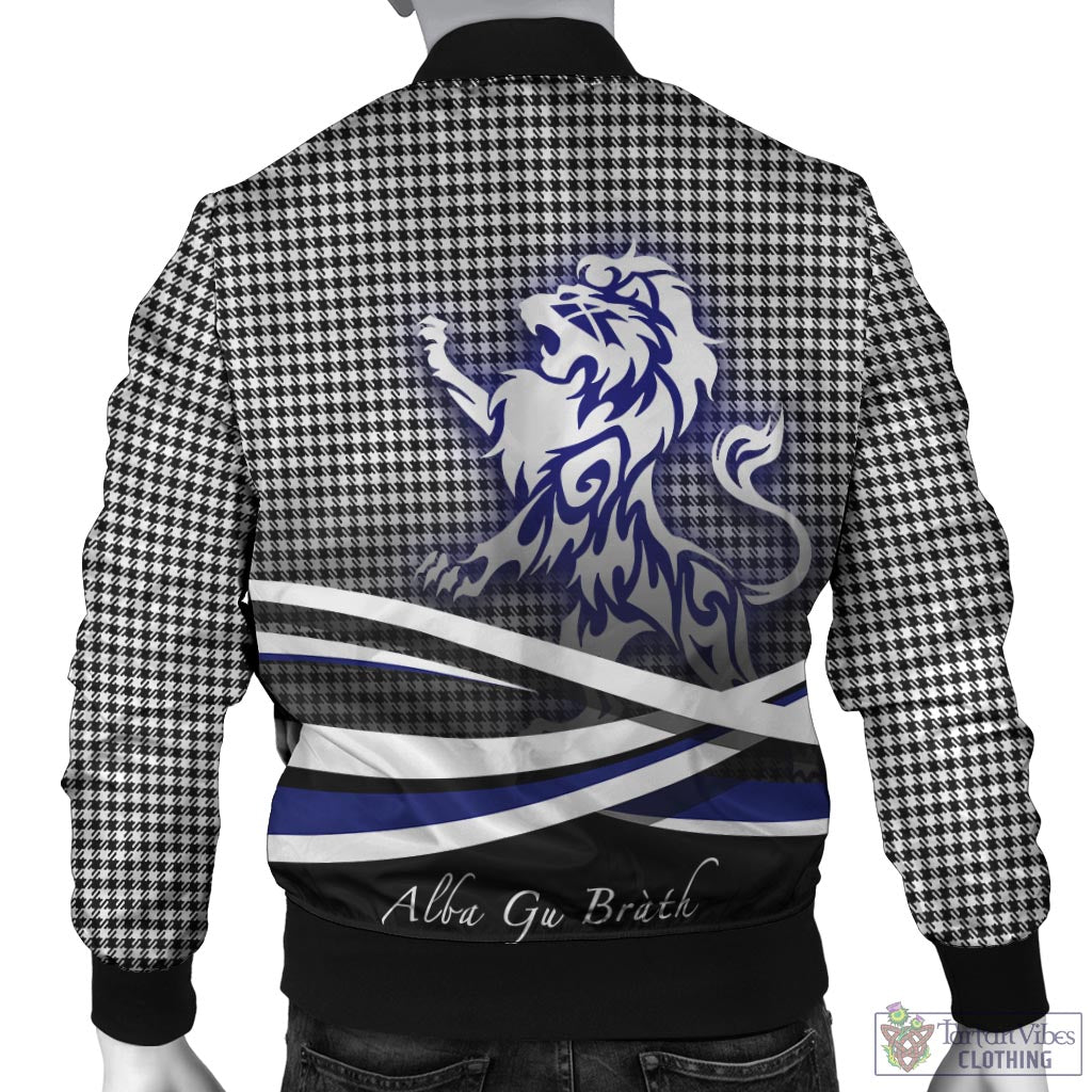 Tartan Vibes Clothing Shepherd Tartan Bomber Jacket with Alba Gu Brath Regal Lion Emblem