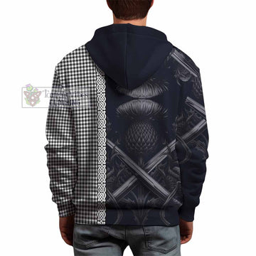 Shepherd Tartan Hoodie with Family Crest Cross Sword Thistle Celtic Vibes