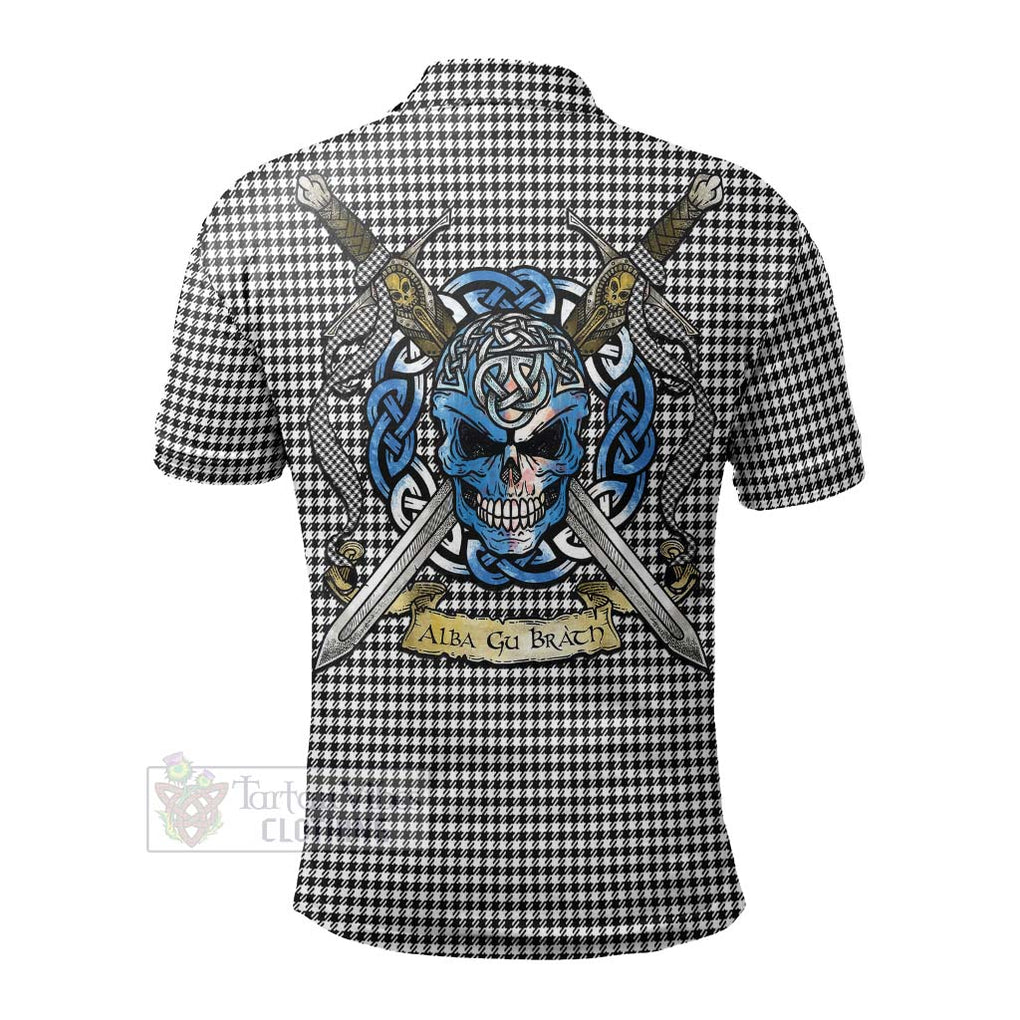 Tartan Vibes Clothing Shepherd Tartan Polo Shirt with Family Crest Celtic Skull Style