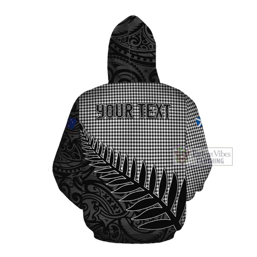 Tartan Vibes Clothing Shepherd Crest Tartan Cotton Hoodie with New Zealand Silver Fern Half Style