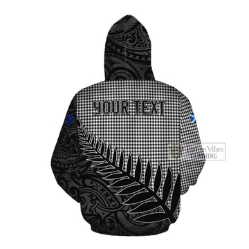 Shepherd Crest Tartan Cotton Hoodie with New Zealand Silver Fern Half Style