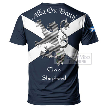 Shepherd Tartan Lion Rampant T-Shirt  Proudly Display Your Heritage with Alba Gu Brath and Clan Name