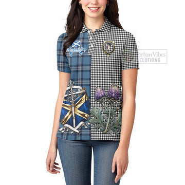 Shepherd Tartan Women's Polo Shirt Happy St. Andrew's Day Half Tartan Style